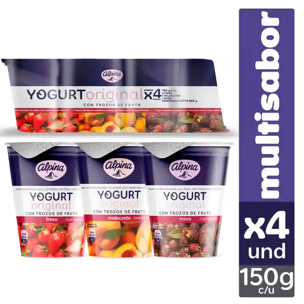 Alpina Yogur Original con Trozos de Fruta Sabores Surtidos