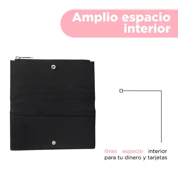 Cartera Para Mujer Larga Bloques Geométricos Negro Miniso