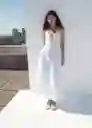 Falda Blanca Blanco Talla 38 Mujer Mango