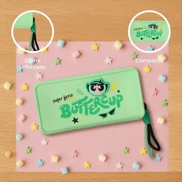 Cosmetiquera Serie Chicas Súper Poderosas Verde Cuadrada Miniso