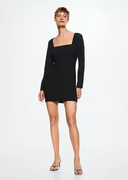 Vestido Sky Negro Talla M Mujer Mango