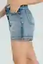 Short Denim Mom Color Azul Medio Talla 12 Ragged