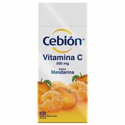 Cebión tabletas Masticables de Vitamina C sabor a Mandarina por 100 unidades