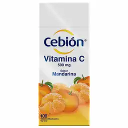 Cebión tabletas Masticables de Vitamina C sabor a Mandarina por 100 unidades