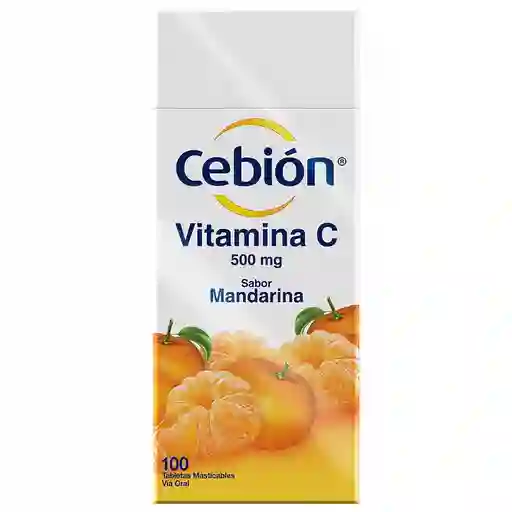 Cebión tabletas Masticables de Vitamina C sabor a Mandarina por 100 unidades