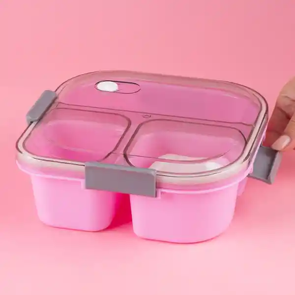 Contenedor Comida 3 Compartimentos Morado 1200 mL Serie Miniso