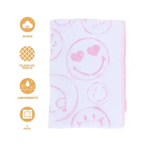 Toalla de Baño de Microfibra Colección Smiley World Rosa Miniso