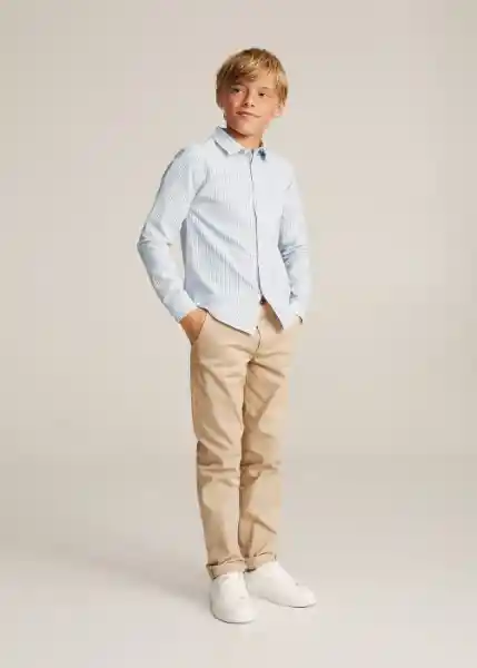 Camisa Oxfordr Azul Talla 14 Niños Mango