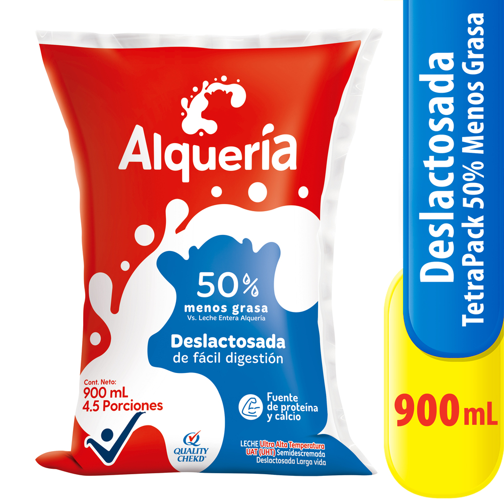 Alqueria Leche Semi Descremada Deslactosada 900 ml