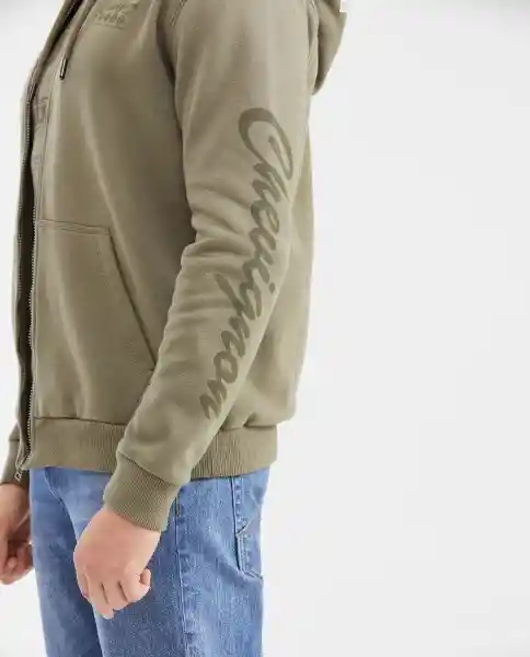 Buzo Hoodie Graphic Sleeve Verde Cerro Oscuro Talla M Chevignon