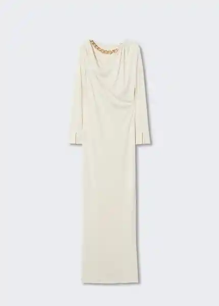 Vestido Oro-A Crudo Talla L Mujer Mango