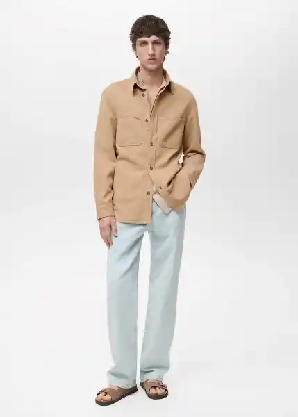 Sobrecamisa Jay Beige Talla XS Hombre Mango