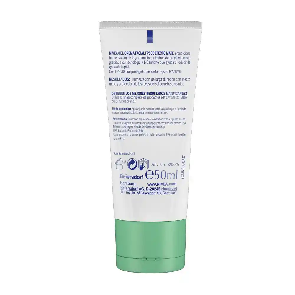 Nivea Gel-Crema Efecto Mate FPS 30 Piel Mixta a Grasa