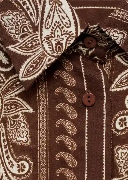Camisa Julia Marron Talla L Mujer Mango