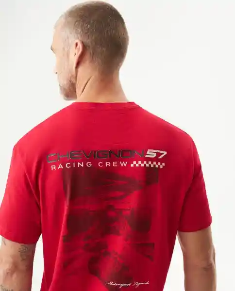 Camiseta Racing Masculino Rojo Chili Oscuro Talla XL Chevignon
