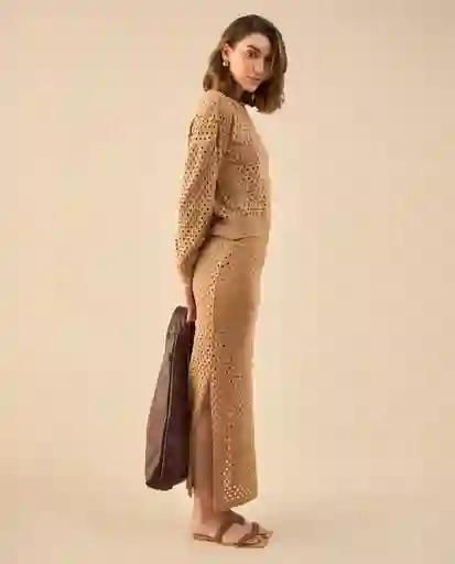 Falda Duna Medio Café Talla L 442G100 Esprit