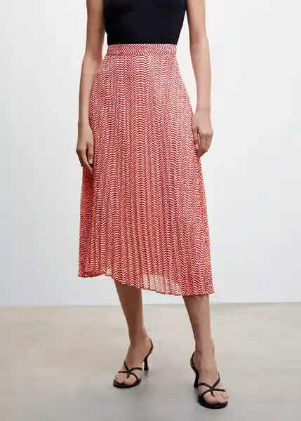 Falda Plis-H Rojo Talla M Mujer Mango