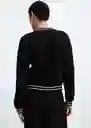 Chaqueta Cazadora Tricot Bruna Negro Talla M Mujer Mango