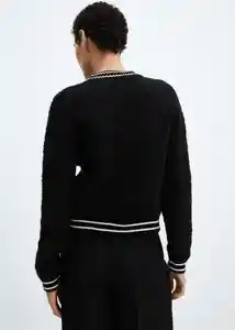 Chaqueta Cazadora Tricot Bruna Negro Talla M Mujer Mango
