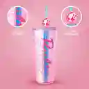 Vaso Plástico Doble Pared Con Pitillo Serie Barbie 775 mL Miniso