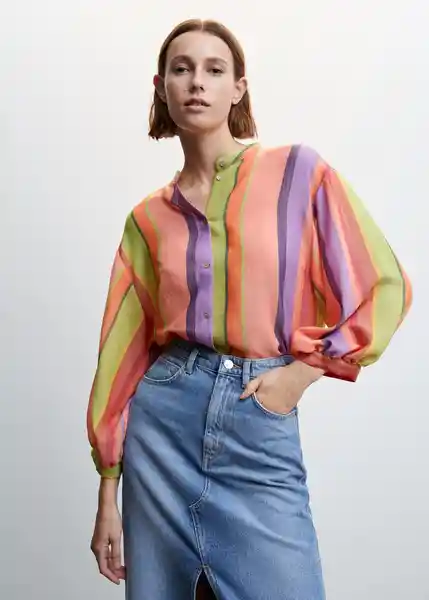 Blusa Palma-H Salmón Talla S Mujer Mango