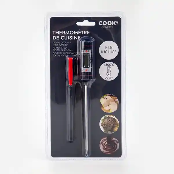 Termómetro Digital. Rango de Medición: 50 Grados a + 300 Grados Batería Incluida. Parada Automática Después de 10 Min. En Acero Inoxidable. Medidas 18 x 2 x 2  cm. Marca: Cuisy. Sku 201321