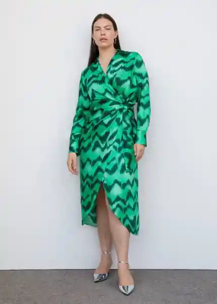 Vestido Medal Verde Talla 28 Mujer Mango