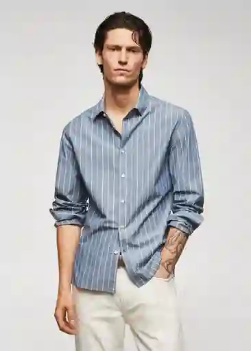 Camisa Sorgues Azul Talla L Hombre Mango