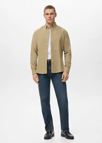 Camisa Oxford Khaki Talla M Hombre Mango