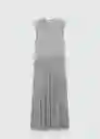 Vestido Gala-w Gris Medio Vigore Talla M Mujer Mango