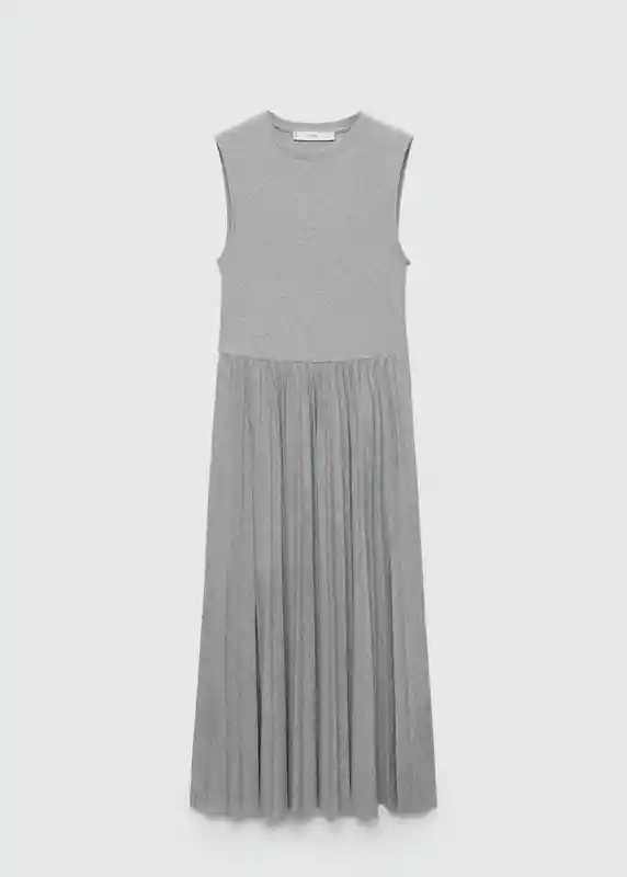 Vestido Gala-w Gris Medio Vigore Talla M Mujer Mango