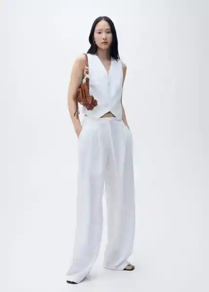 Pantalón Bonnie Blanco Talla 38 Mujer Mango