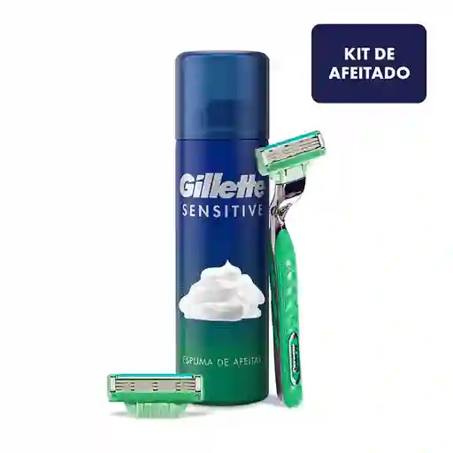 Gillette Irritation Protection kit de afeitado piel sensible rastrillo + 2 cartuchos + espuma