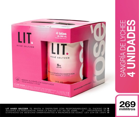 4pack Rose Lit Hard Seltzer 1.076 l