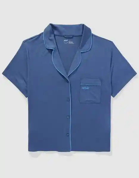 Camisa Pijama Aerie Azul Talla LARGE 1416417 American Eagle