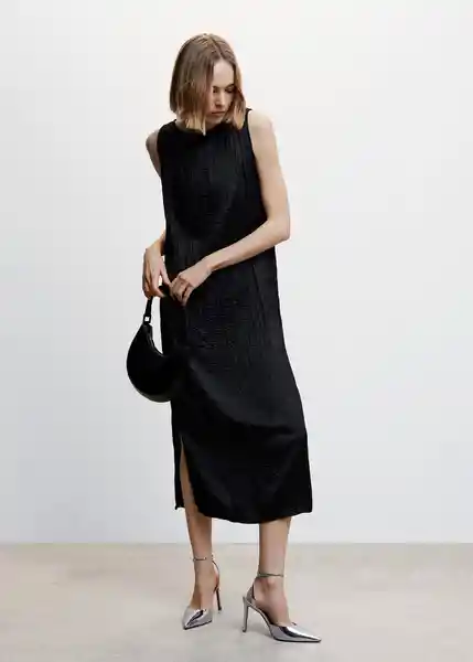 Vestido Plain Negro Talla M Mujer Mango