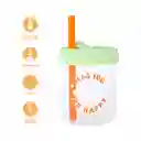 Vaso de Vidrio de Con Tapa de Silicona Verde Miniso