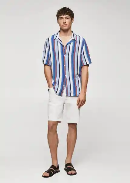 Camisa Begur Azul Talla M Hombre Mango