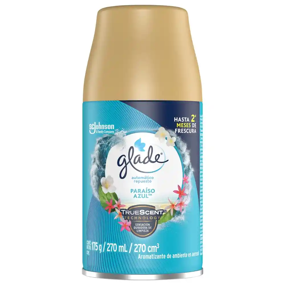 Glade Ambientador Automático en Aerosol Repuesto Paraíso Azul 175 g