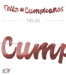 Guirnalda Feliz Cumpleaños Cursivo Oro Rosa