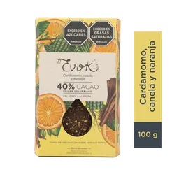 Evok Chocolate con Cardamomo Canela y Naranja