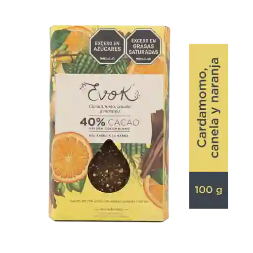 Evok Chocolate con Cardamomo Canela y Naranja