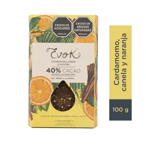 Evok Chocolate con Cardamomo Canela y Naranja