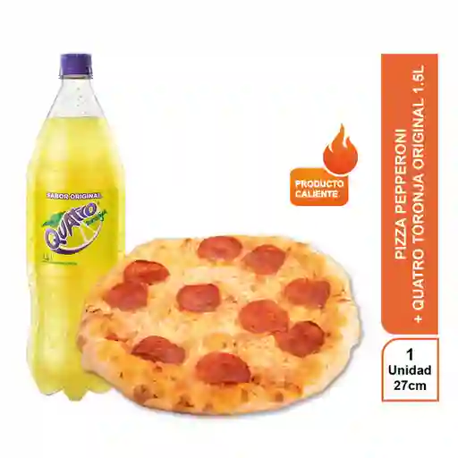 Combo Pizza Pepperoni + Gaseosa Quatro Toronja Original