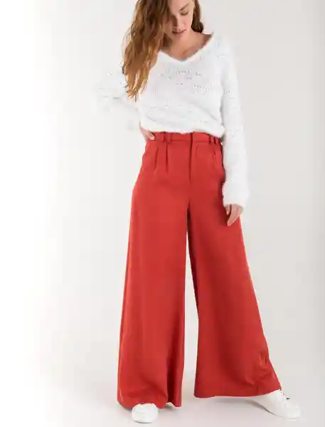 pantalon con bota ancha rojo granate oscuro talla 4 mujer Naf-Naf