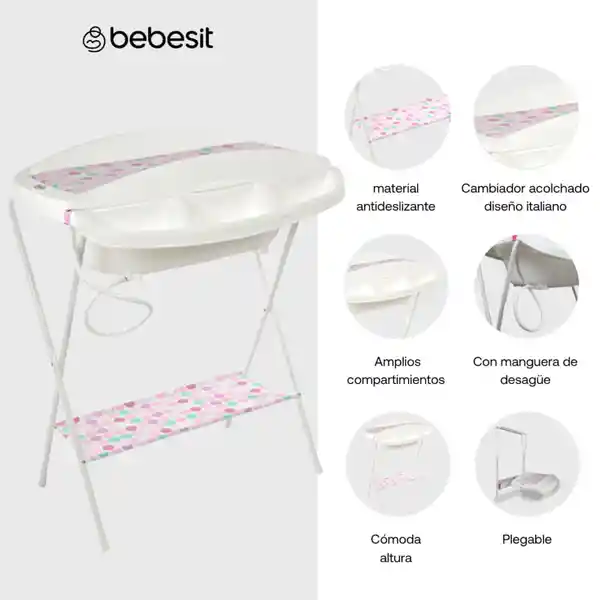 Prinsel Bañera Para Bebé Con Mueble Gaviota Rosado