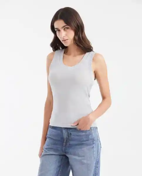 Camiseta Lurex Tank Top Gris Plateado Medio Talla M Chevignon