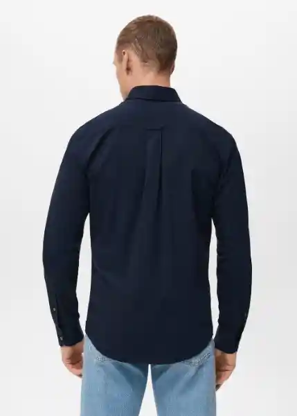 Camisa Twill Navy Talla M Hombre Mango