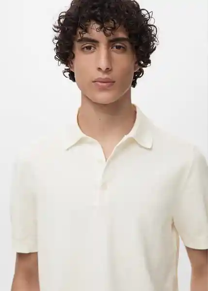 Camiseta Polo Arraona Offwhite Talla L Hombre Mango