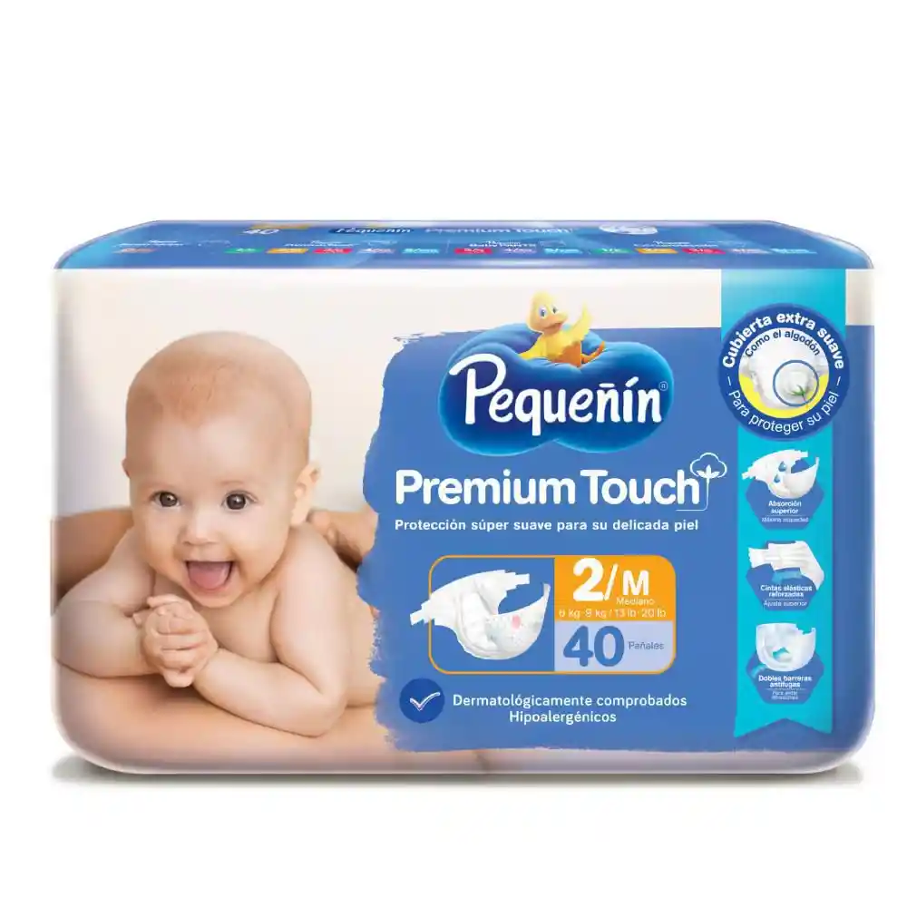 Pequeñín Pañales Premium Touch Hipoalergenico Etapa 2/M